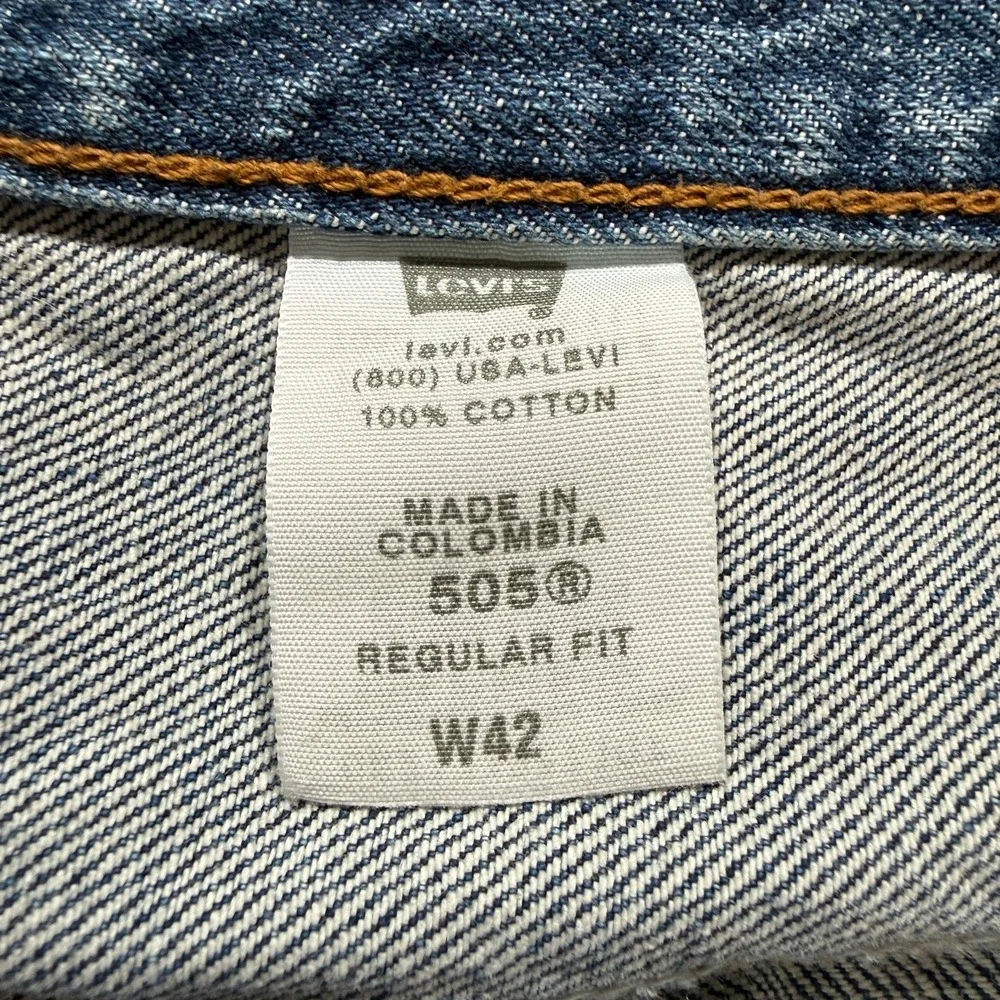 Levis 505 Shorts Mens 42 Blue Denim 42x10 Jorts Jean 90s‎ Grunge